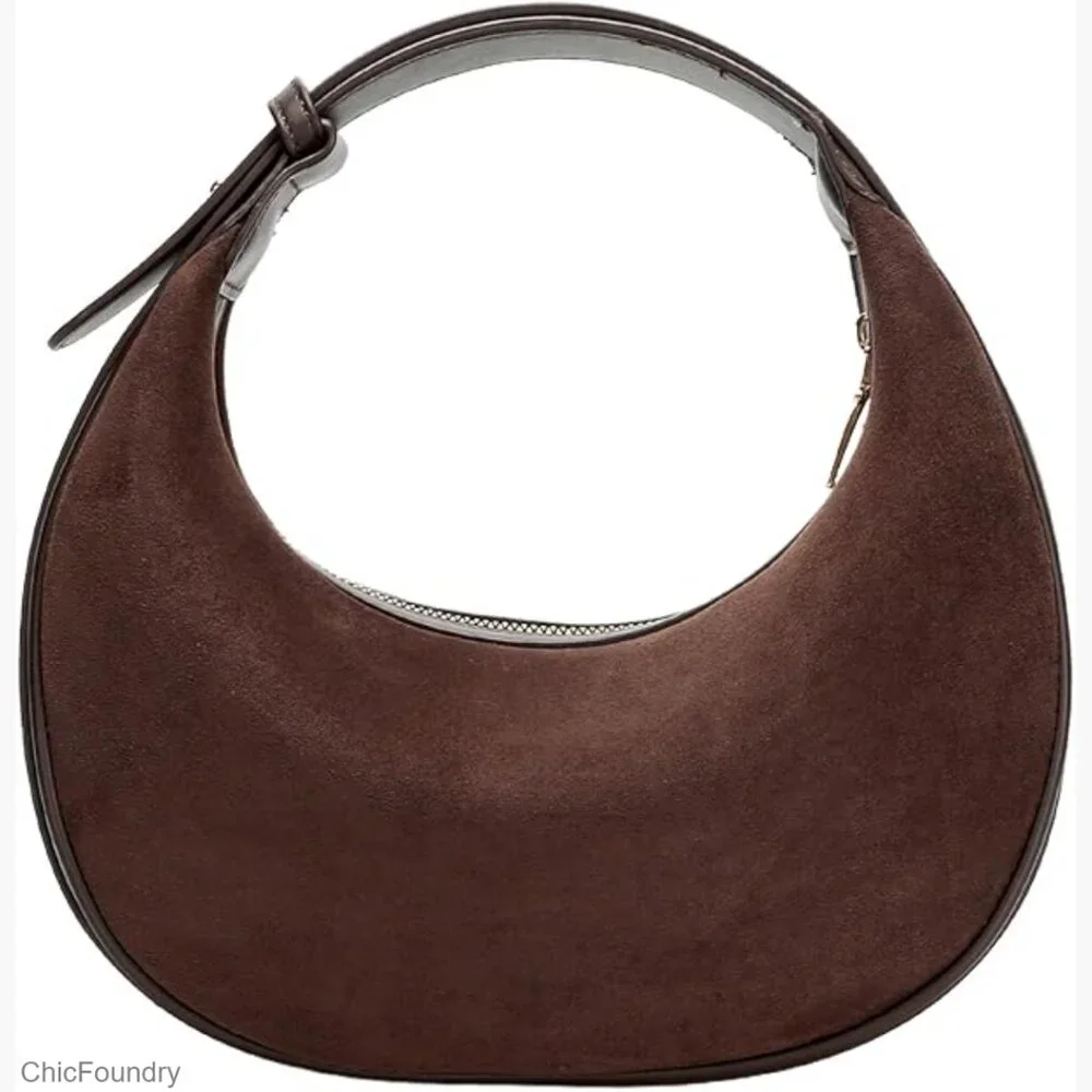 Vintage Suede Hobo Crossbody Bag with Adjustable Strap, 11.2